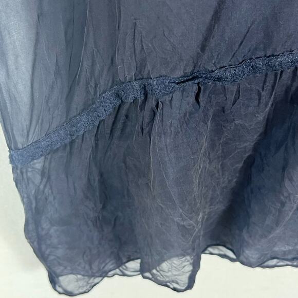 Nicole Dress Short Sleeve V-Neck Size Small Sheer Navy Blue Italy Lace Silk - Picture 5 of 9